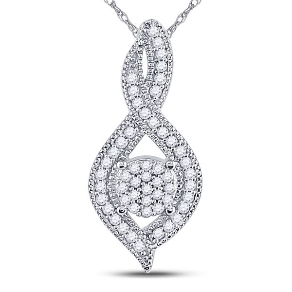 Round Diamond Nested Cluster Pendant 1/6 Cttw 10KT White Gold