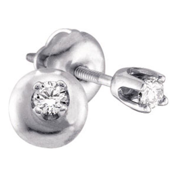 Round Diamond Solitaire Earrings 1/10 Cttw 14KT White Gold