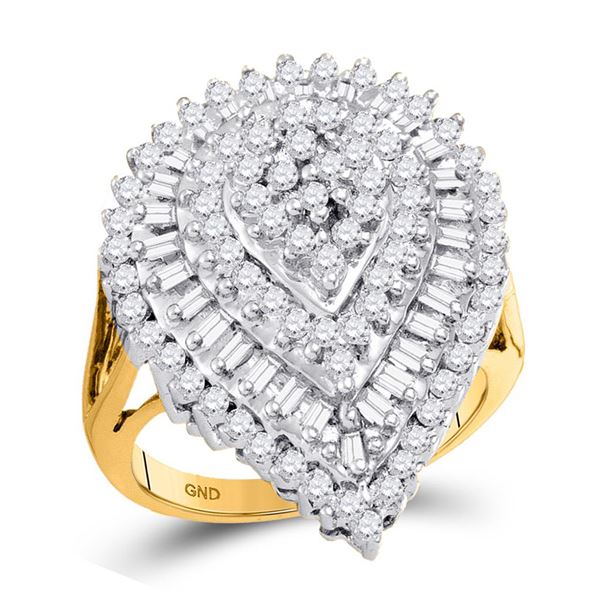 Round Diamond Teardrop Cluster Ring 7/8 Cttw 10KT Yellow Gold