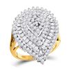 Image 1 : Round Diamond Teardrop Cluster Ring 7/8 Cttw 10KT Yellow Gold