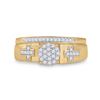 Image 2 : Cluster Cross Bridal Wedding Ring Band Set 1/4 Cttw 10KT Yellow Gold