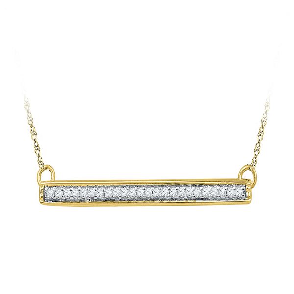 Round Diamond Horizontal Bar Pendant Necklace 1/10 Cttw 10KT Yellow Gold