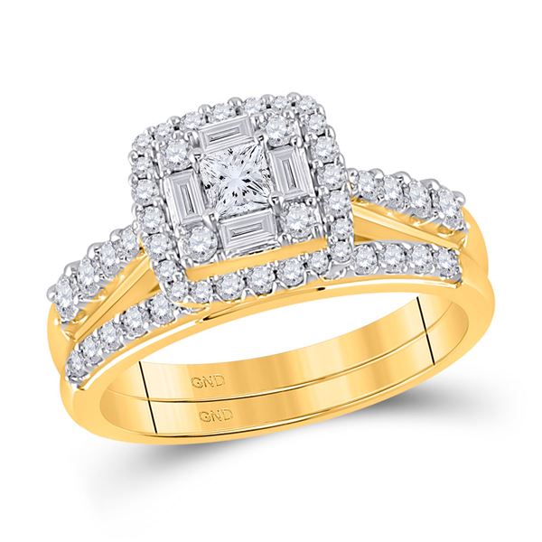 Diamond Bridal Wedding Ring Band Set 1 Cttw 14KT Yellow Gold