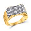Image 1 : Round Pave-set Diamond Concave Rectangle Cluster Ring 1/2 Cttw 10KT Yellow Gold
