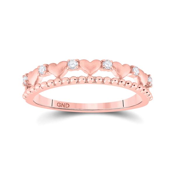 Round Diamond Heart Band Ring 1/10 Cttw 10KT Rose Gold