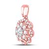 Image 2 : Round Diamond Flower Halo Cluster Pendant 1/2 Cttw 10KT Two-tone Gold