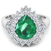 Image 3 : Natural 3.74 CTW Zambian Emerald & Diamond Ring 14K White Gold - REF-168T6H