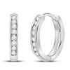 Image 1 : Round Diamond Hoop Earrings 1/4 Cttw 10KT White Gold