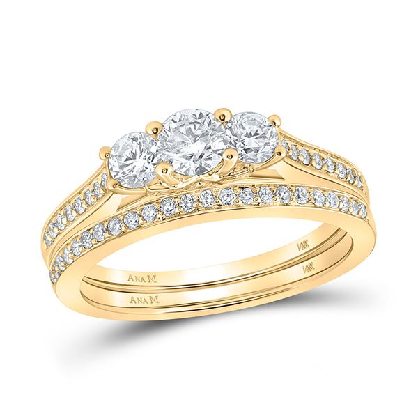 Diamond Bridal Wedding Ring Band Set 1 Cttw 14KT Yellow Gold