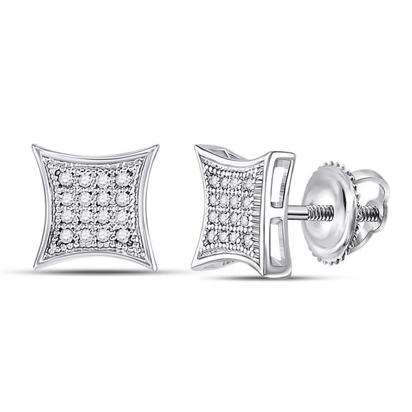 Round Diamond Kite Square Earrings 1/10 Cttw 10KT White Gold