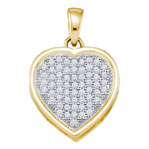 Round Diamond Small Simple Heart Pendant 1/5 Cttw 10KT Yellow Gold
