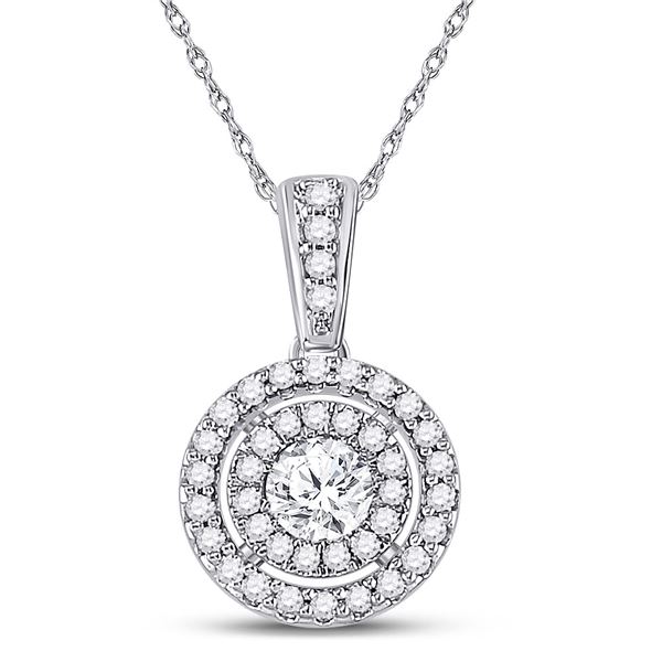 Round Diamond Fashion Halo Pendant 1/4 Cttw 14KT White Gold