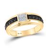 Image 1 : Round Black Color Enhanced Diamond Band Ring 1/2 Cttw 10KT Yellow Gold