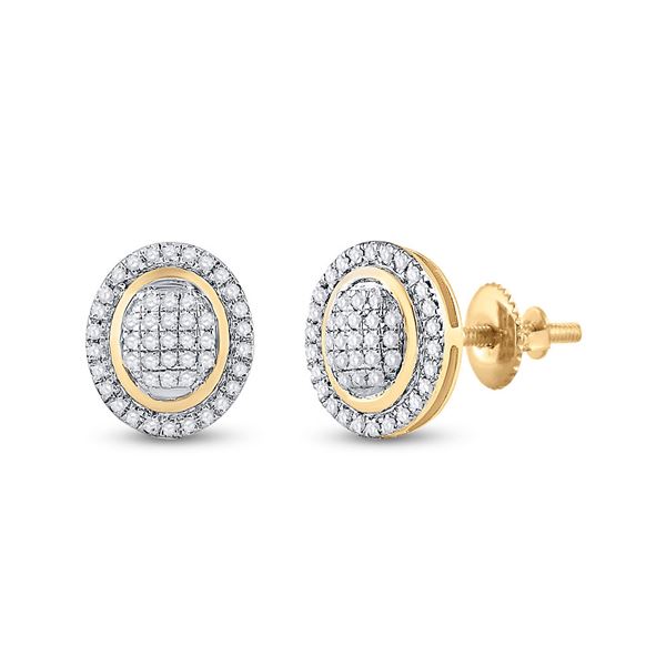 Round Diamond Oval Earrings 1/4 Cttw 10KT Yellow Gold