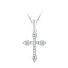 Image 1 : Round Diamond Cross Crucifix Faith Pendant 1/4 Cttw 10KT White Gold