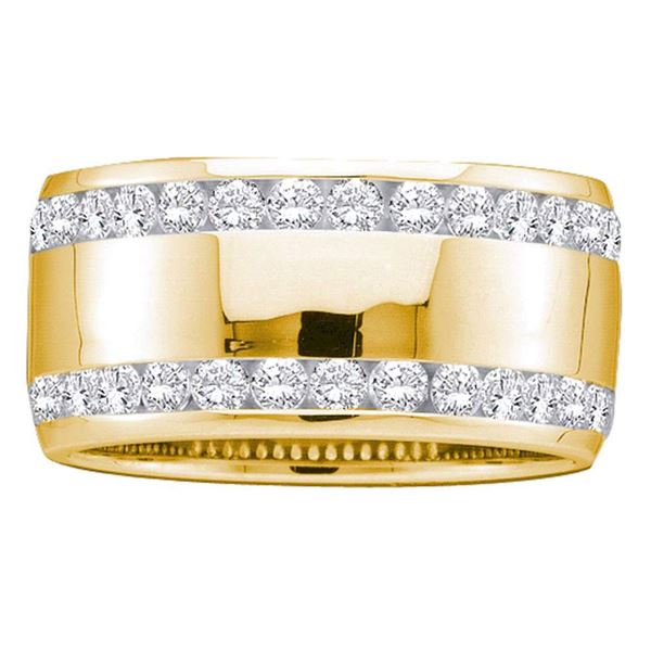 Round Diamond Double Row Eternity Wedding Band 1 Cttw 14KT Yellow Gold