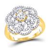 Image 1 : Round Diamond Flower Solitaire Fashion Ring 1 Cttw 10KT Yellow Gold
