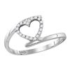 Image 1 : Round Diamond Held Heart Ring 1/8 Cttw 10KT White Gold