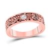 Image 1 : Round Diamond Wedding Floral Band Ring 1/12 Cttw 14KT Rose Gold