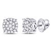 Image 1 : Round Diamond Fashion Cluster Earrings 1/4 Cttw 10KT White Gold