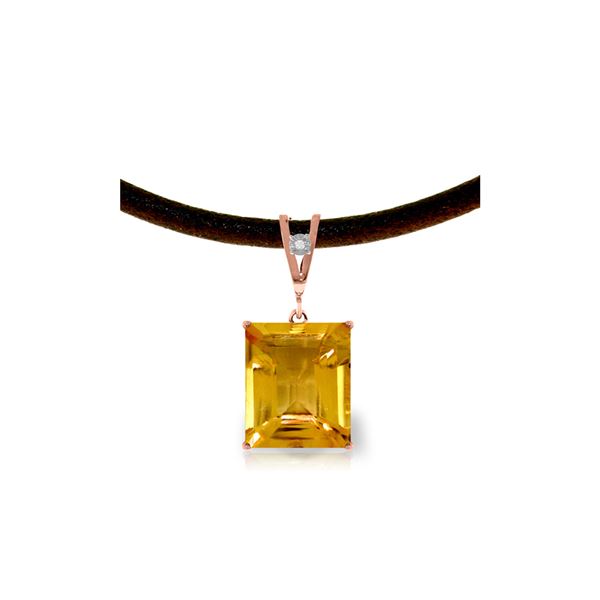 Genuine 6.51 ctw Citrine & Diamond Necklace 14KT Rose Gold - REF-31Z6N