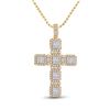 Image 1 : Baguette Diamond Cross Pendant 2 Cttw 14KT Yellow Gold