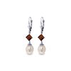Image 1 : Genuine 9.5 ctw Pearl & Garnet Earrings 14KT White Gold - REF-24V4W