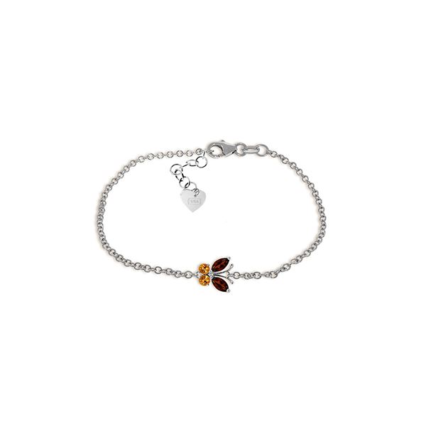 Genuine 0.60 ctw Garnet & Citrine Bracelet 14KT White Gold - REF-41W6Y