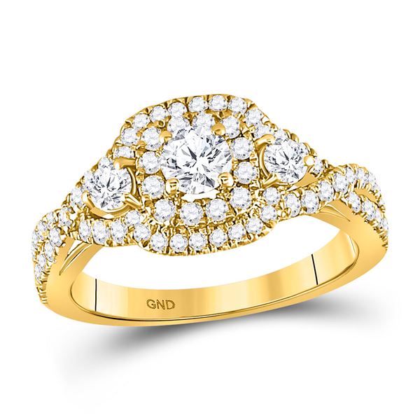 Diamond 3-stone Twist Bridal Wedding Engagement Ring 1 Cttw 14KT Yellow Gold