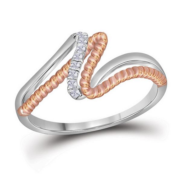 Round Diamond Rope Band Ring 1/12 Cttw 10KT Two-tone Gold