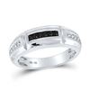Image 1 : Round Black Color Enhanced Diamond Notched Band Ring 1/4 Cttw 10KT White Gold