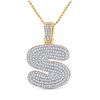 Image 1 : Round Diamond Bubble S Letter Charm Pendant 3/4 Cttw 10KT Yellow Gold