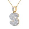 Image 2 : Round Diamond Bubble S Letter Charm Pendant 3/4 Cttw 10KT Yellow Gold