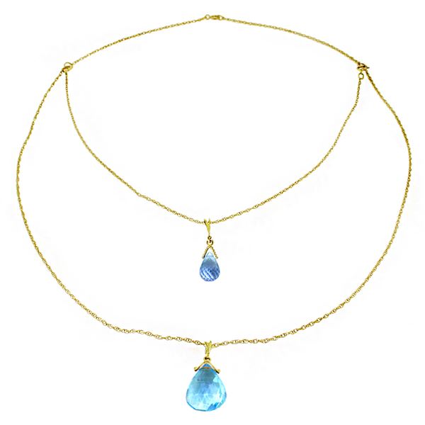 Genuine 7.5 ctw Blue Topaz Necklace 14KT White Gold - REF-56M4T