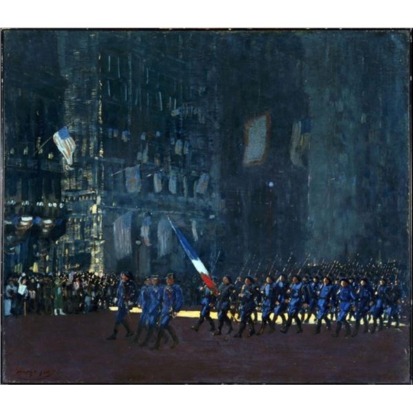 George Luks - Blue Devils on Fifth Avenue