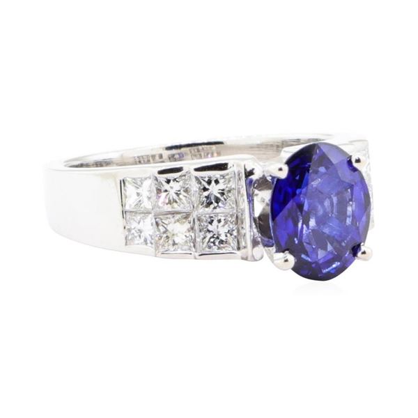 3.13 ctw Sapphire And Diamond Ring - 18KT White Gold