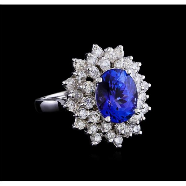 4.01 ctw Tanzanite and Diamond Ring - 14KT White Gold