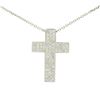 Image 1 : 14K White Gold 0.51 ctw Micro Pave Diamond Cross Pendant w/ 18" Cable Link Chain