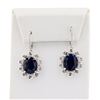 14.80 ctw Blue Sapphire and 0.46 ctw Diamond 14K White Gold Earrings