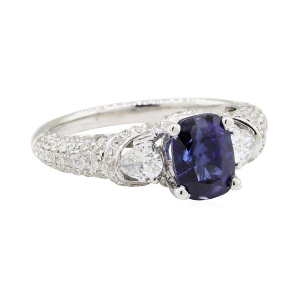 3.02 ctw Colored Stone and Diamond Ring - 18KT White Gold