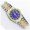 Image 3 : Rolex 2T Blue Vignette Pyramid Diamond Oyster Perpetual Datejust 36MM