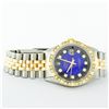 Image 4 : Rolex 2T Blue Vignette Pyramid Diamond Oyster Perpetual Datejust 36MM