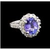 Image 1 : 14KT White Gold 3.82 ctw Tanzanite and Diamond Ring