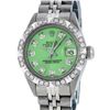 Image 1 : Rolex Ladies 26 Stainless Steel Green Pyramid Diamond Datejust Wristwatch Servic