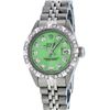 Image 2 : Rolex Ladies 26 Stainless Steel Green Pyramid Diamond Datejust Wristwatch Servic