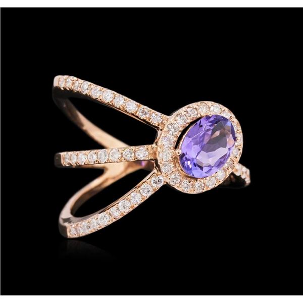 0.72 ctw Tanzanite and Diamond Ring - 14KT Rose Gold