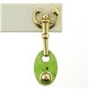 Image 4 : Estate 14kt Yellow Gold Oval Disk Jade Screw On Drop Dangle Earrings