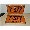 Image 1 : pair 1939 farm truck sask license plates
