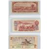 Image 2 : 1954, 1974, 1986 Canadian 2 Dollar Bills - X3 Bills