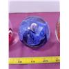 Image 3 : Red & 2 blue glass paperweights